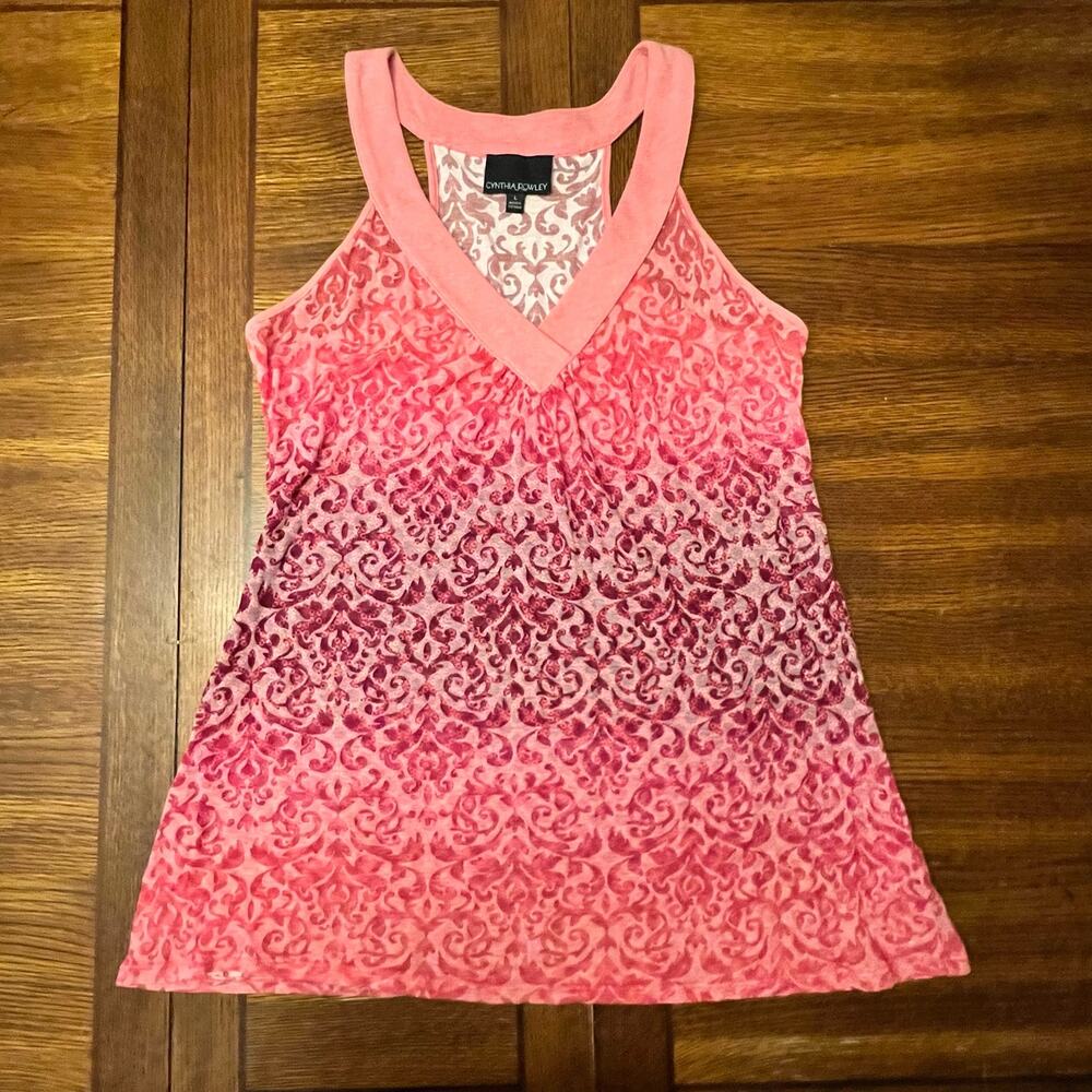 Cynthia Rowley Paisley Print Gradient Pink Purple Tank Size Large - Picture 6 of 10